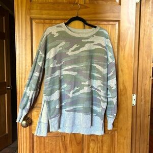 Aerie pullover sweatshirt in camouflage/grey